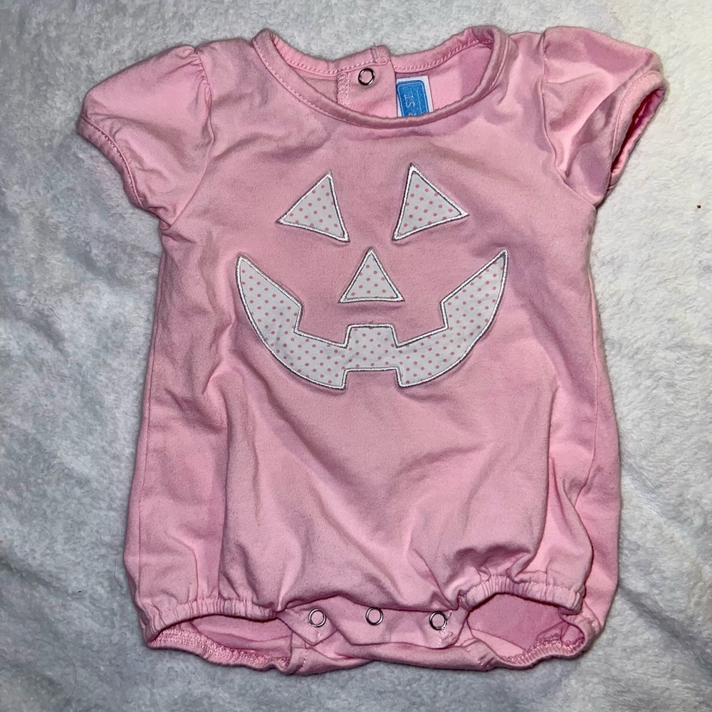 🩷5/$25 Pink Pumpkin Face Baby bubble 3M